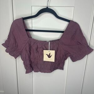 Paper Crane Purple Crop Top Short Sleeve XS (w1)